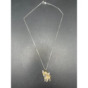SCAMPER & CO Chihuahua Sterling Silver 925 Gold Tone Charm Pendant Necklace